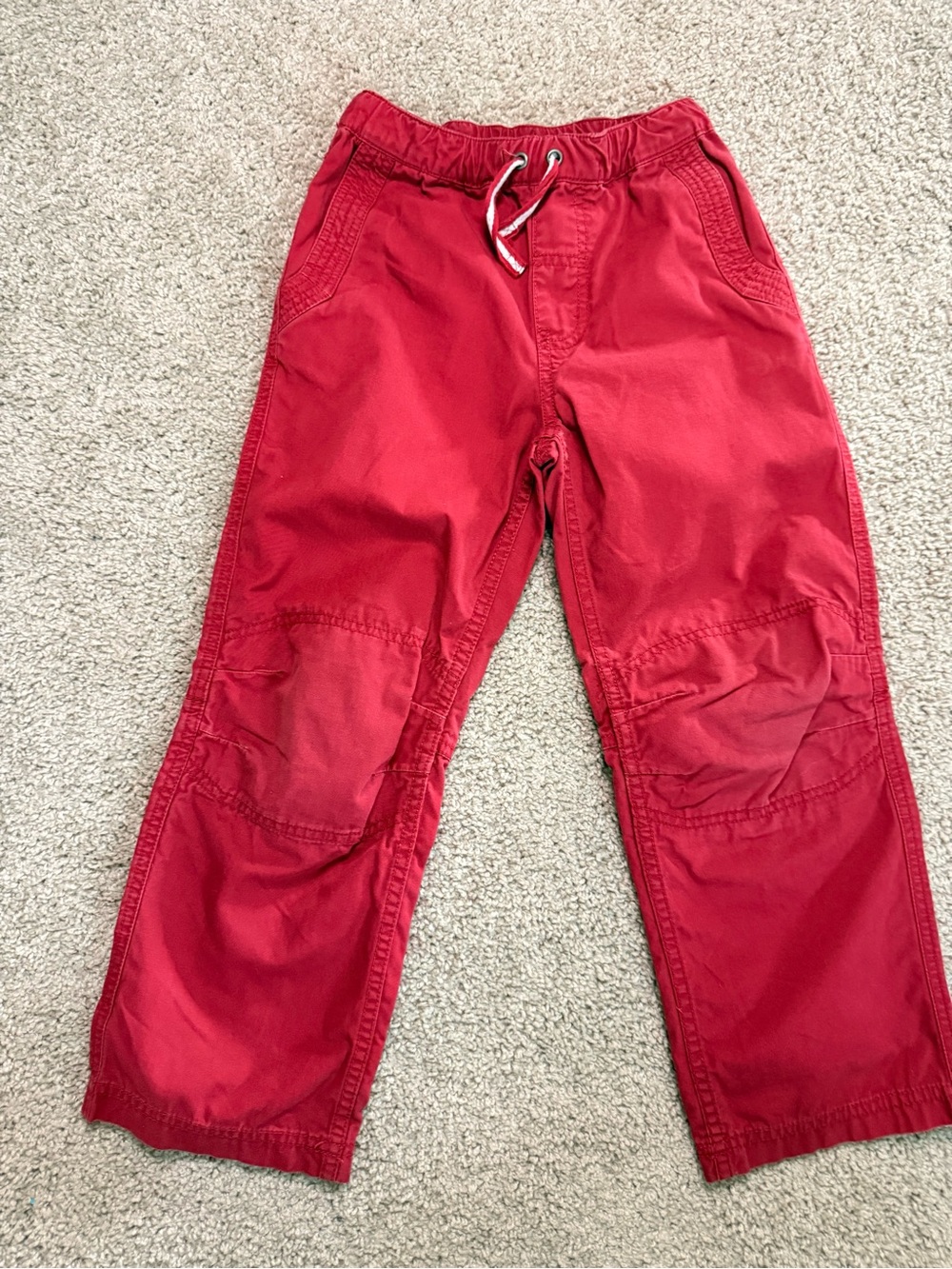 Hanna Andersson Red Utility Play Pants Boys Pull On Reinforced Knees Size 120/6